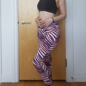 Red white and blue striped leggings